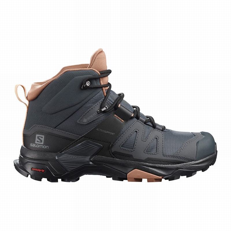 SALOMON X ULTRA 4 MID GORE-TEX Philippines - Women's Hiking Boots - Dark Grey/Cream | 325049-WRD